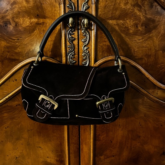 Karl Mannise, made in Italy. Pink and Brown Suede Purse - Picture 3 of 13
